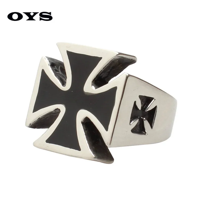 Fashion Cross font b Ring b font for Men Silver Black Color font b Titanium b