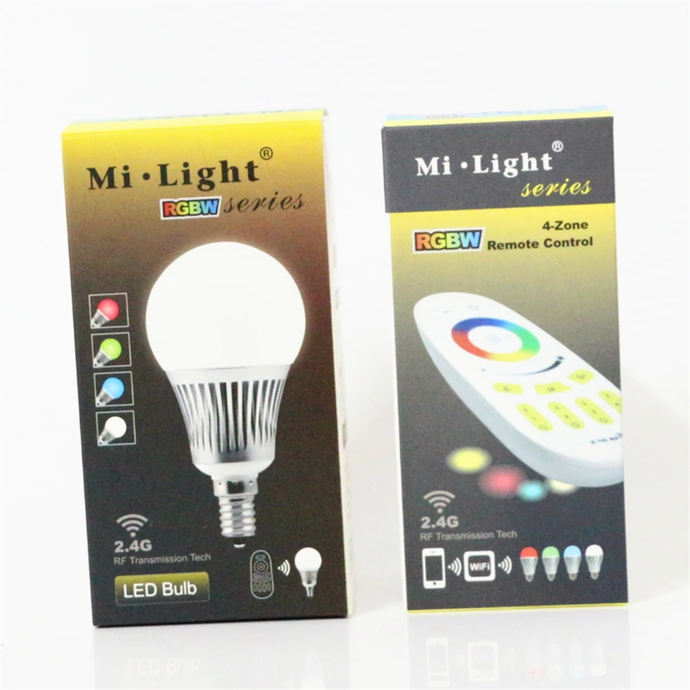 

Mi Light LED Bulb 220V 110V 85-265V E14 Led Lamp 4-Zone 2.4G Wireless RF Remote Control 5W RGBW RGBWW Spotlight For KTV Bar Home
