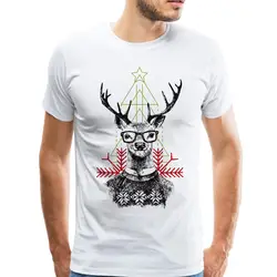 2019 hombres Navidad camiseta moda Navidad хипстер ciervos impreso hombre футболка Camisas манга корта Кола бланка camiseta Топы