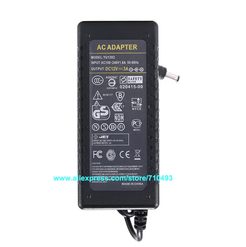 AC 100-240V к DC 12V 1A 3A 4A 5A 6A 7A 8A 10A адаптер питания, 12V 12W 36W 48W 60W 96W адаптер с IC чипом