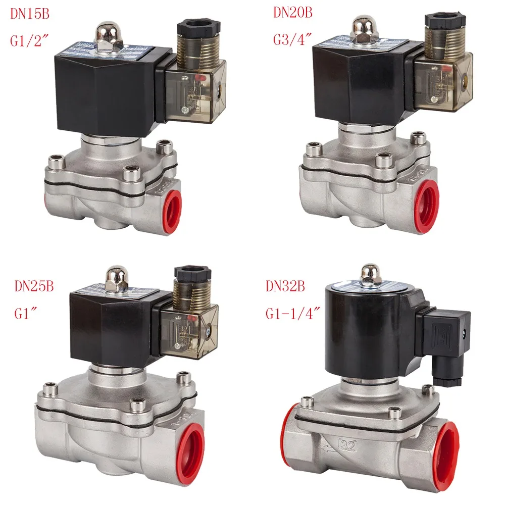 Comprar DN15 50 válvula de solenoide normalmente cerrada 304 de acero inoxidable de aceite de agua de válvulas a prueba de humedad AC 110V 220V 380V 24V DC 12V 24V