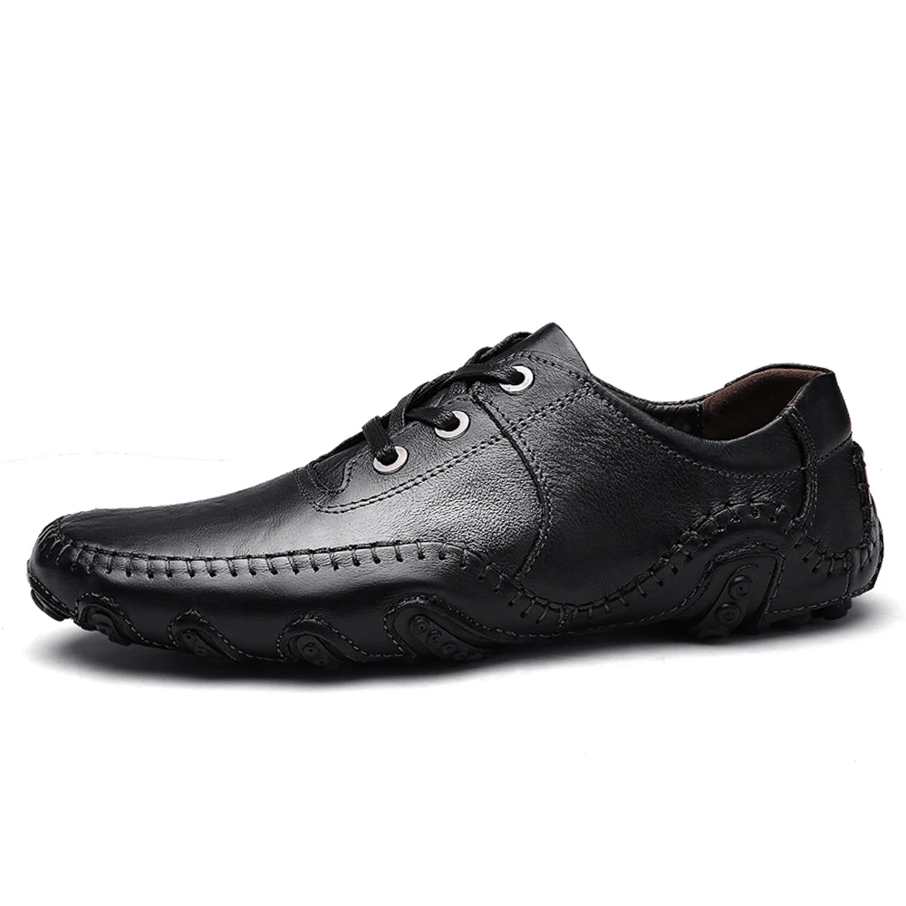 Men's Casual Shoes Hot Sale Lace-Up Male Adult Genuine Leather Autumn Winter Walking Driver Quality Footwear Zapatos Sapato 2019