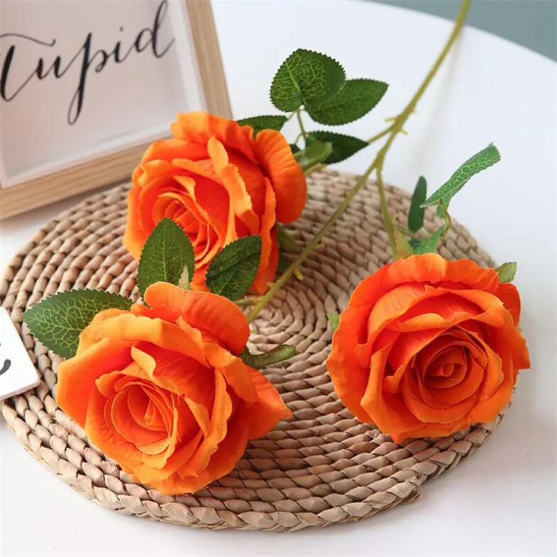 Искусственная кожа (3 головки/штука) искусственные бархатные розы для свадьбы