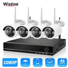 Wistino 1080 P Беспроводная система видеонаблюдения NVR комплект 4CH комплекты камер наружная Безопасность Видео монитор ИК Ночное Видение Plug and Play