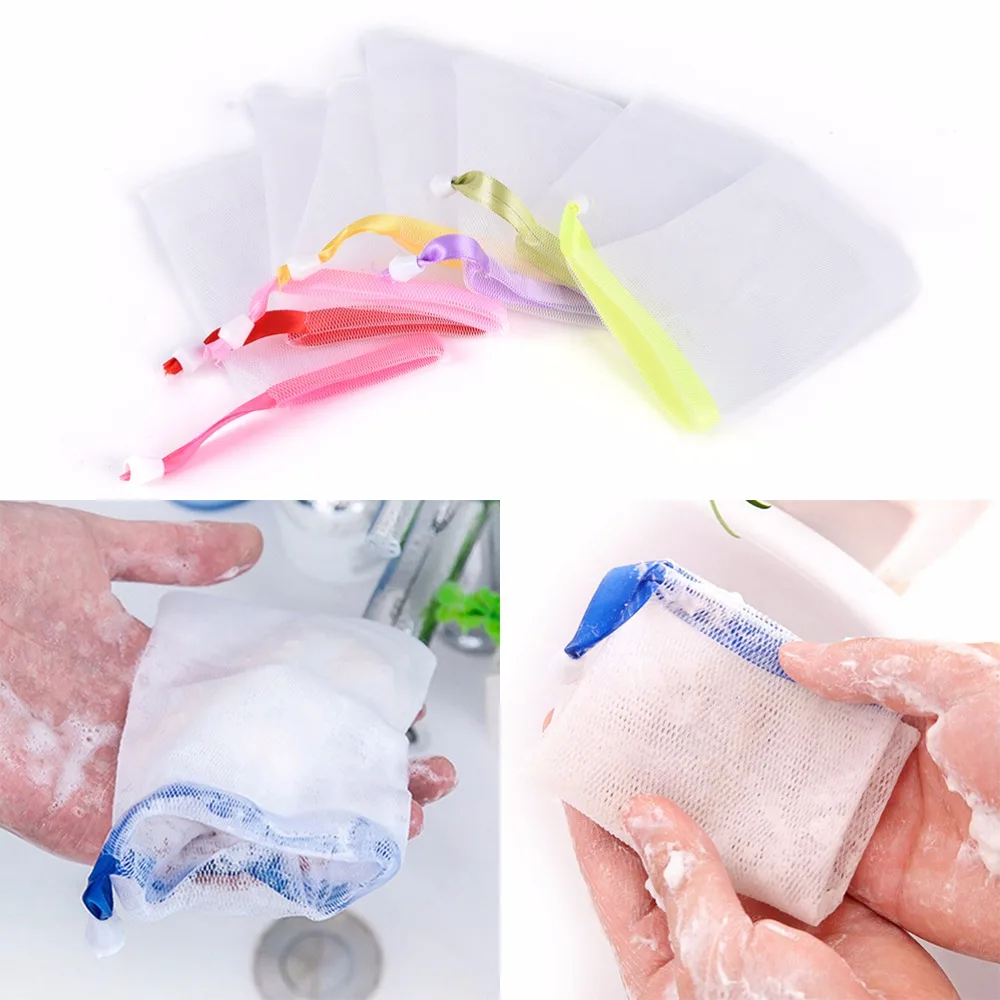 5Pcs Practical Soap Blister Mesh Soap Net Popular Bath& Shower Skin Care Foaming Net Easy Bubble Mesh Bag Wholesale