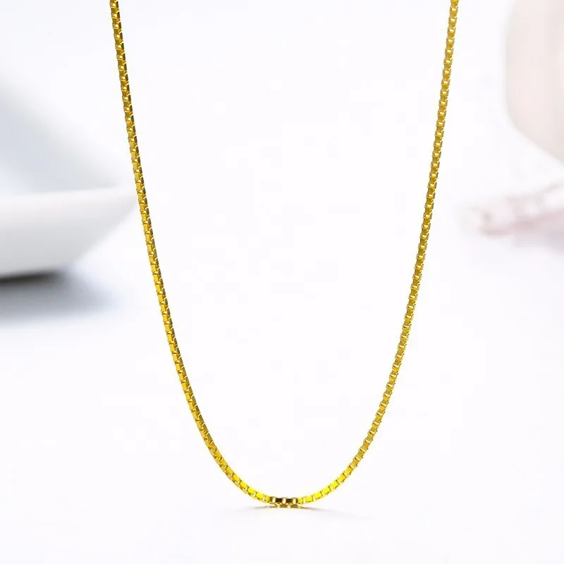 35cm-80cm Tiny Real 925 Sterling Silver with Gold Color Slim Box Chain Necklace Womens Kids Girls Mens Jewelry kolye collares - Image 4