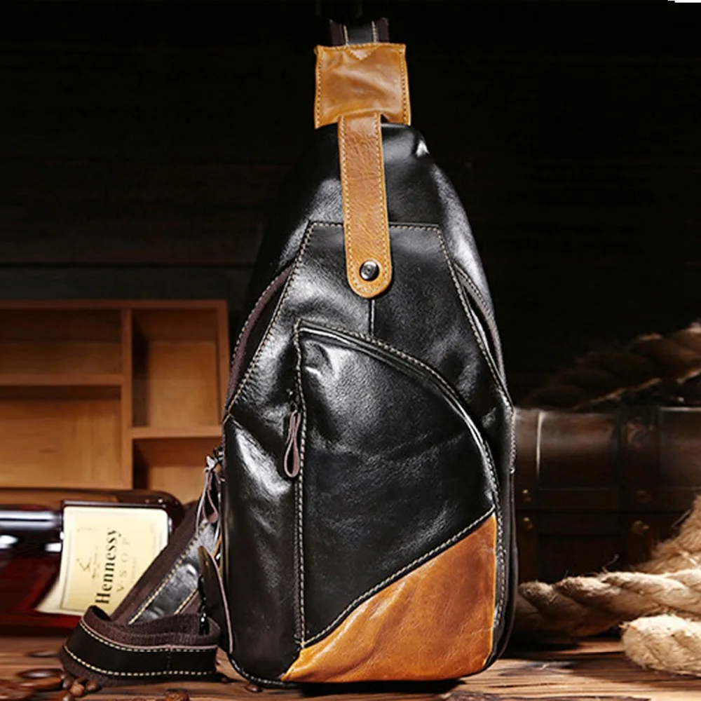 Мужская нагрудная Сумка слинг из натуральной вощеной воловьей кожи|leather doctor bag|bag