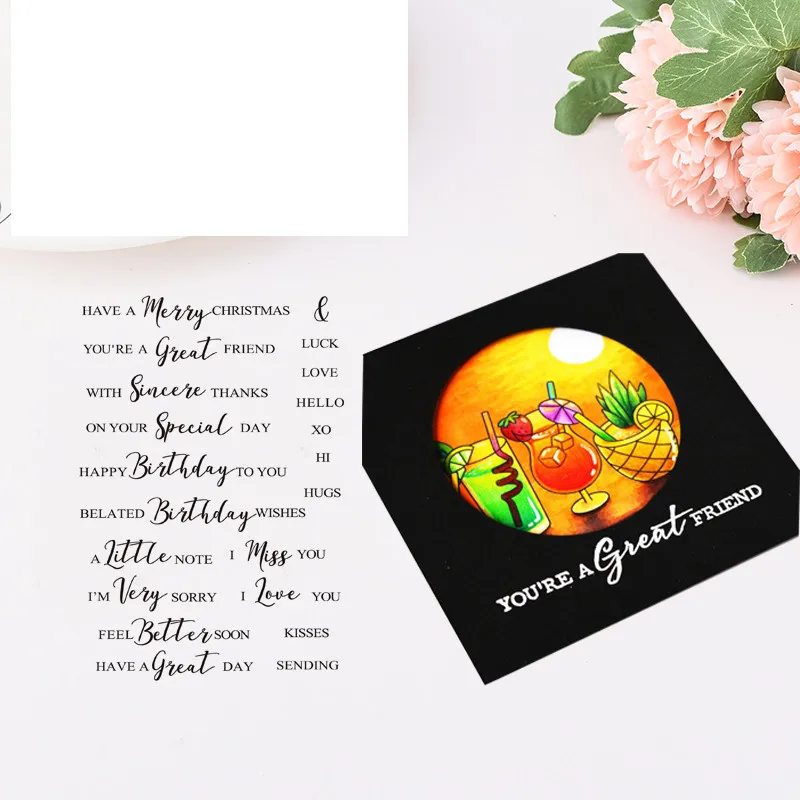 

BRUSHED SENTIMENTS PLUS Clear Stamp Scrapbooking Album Sheets Clear Papre Cards Stamps Wedding Decoration