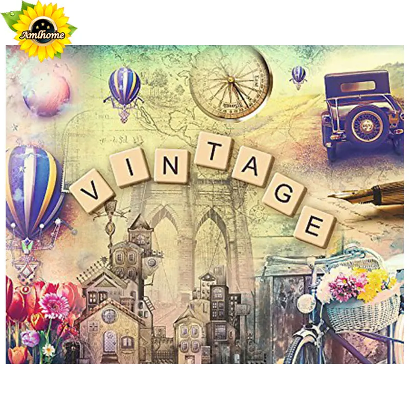 YIKELA Full Square drill 5D DIY Diamond embroidery Memories&ampbicycles Painting Cross Stitch Rhinestone Mosaic decor B35 | Дом и сад