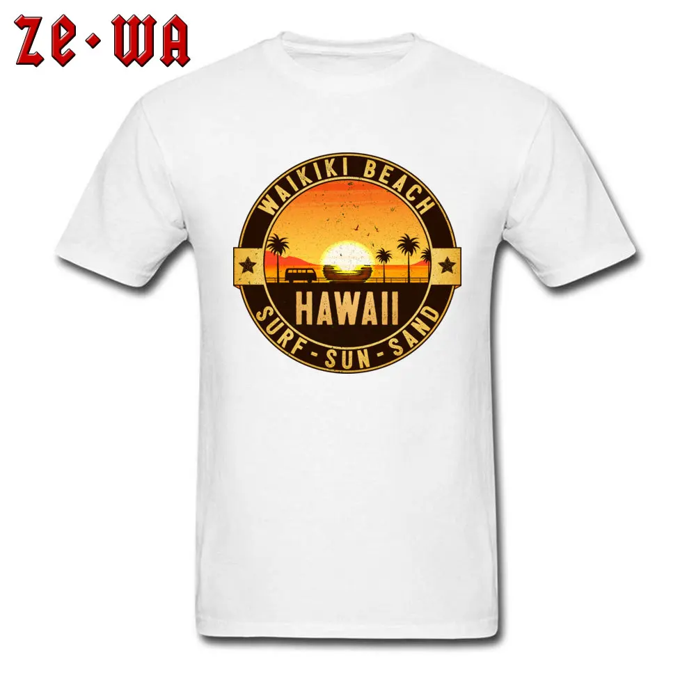Dominant Mens Tops Shirts Summer Design Top T-shirts Cotton Short Sleeve Comics Tee-Shirt Round Collar Wholesale WAIKIKI BEACH HAWAII OAHU SURF SUN SAND SURFING BEACH VACATION V white