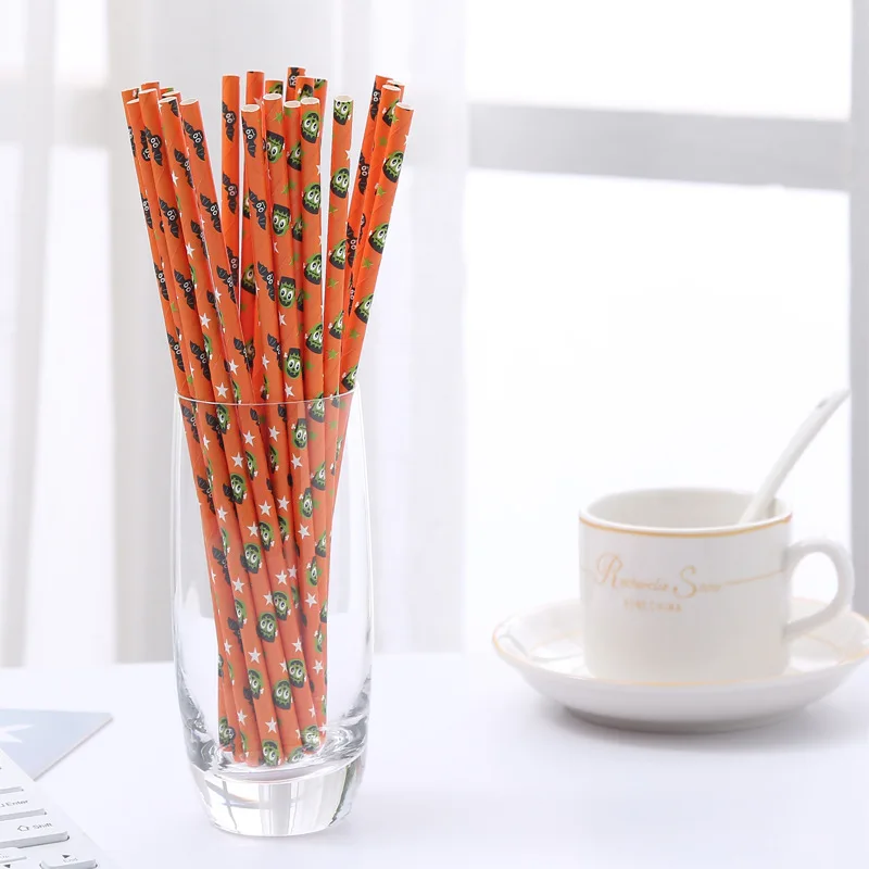 

25pcs Drinking Paper Straws Halloween Decoration Christmas Baby Shower Gift Party Supplies