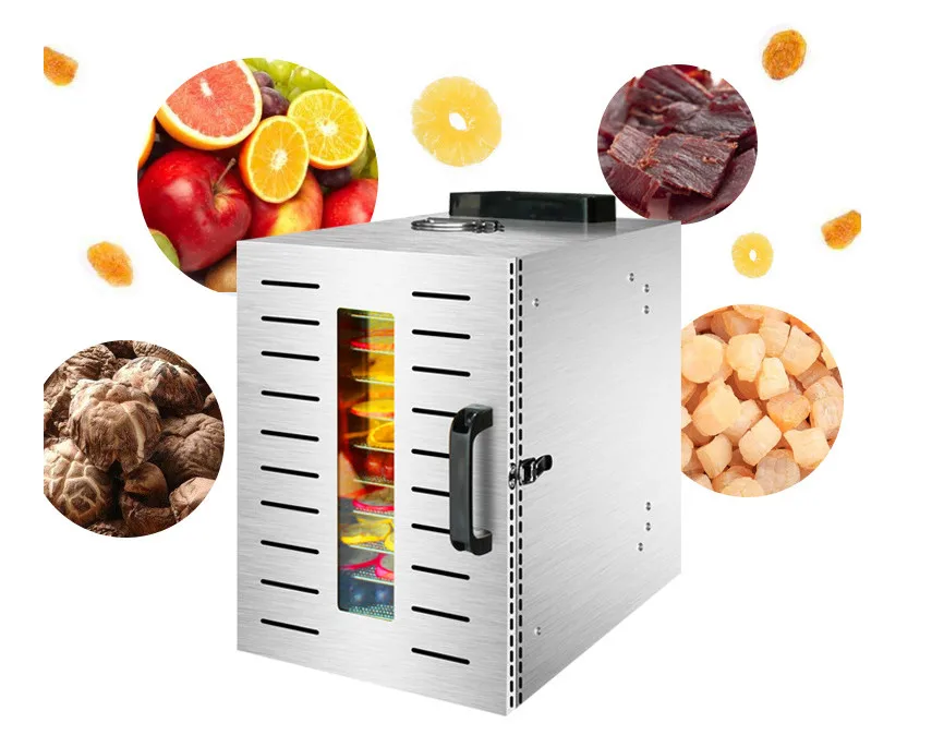 Food Dehydrator Fruit Vegetabl Drying Machine Snacks Herbs Gain Meat Food Dryer 12-Layer Stainless Steel Dry Fruit Machine