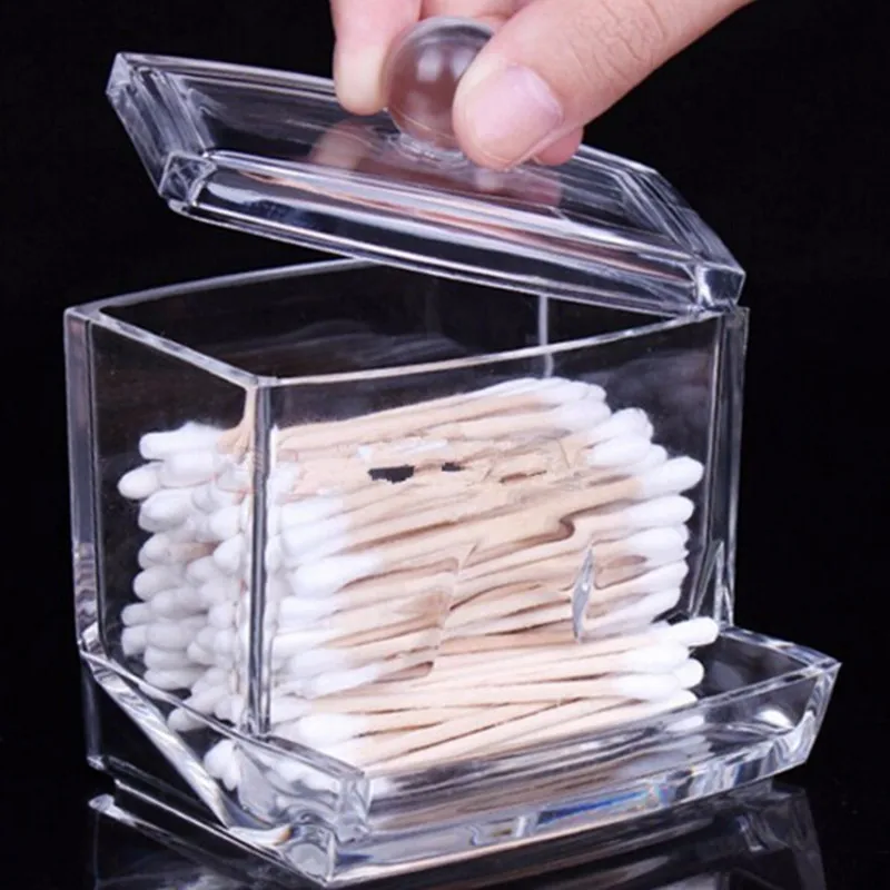 Box Clear Acrylic Q tip Holder Box Cotton Swabs Stick For Hotel Storage