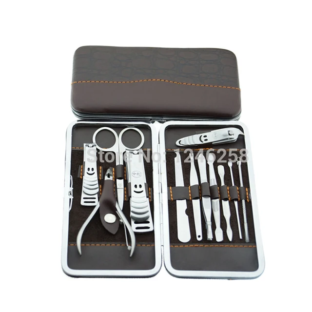 12pcs Professional Nail Kit Manicure Pedicure Set Tools With Case 12pcs Professional Nail Kit Manicure Pedicure Set Tools With Case Nails Nipper File Earpick Cuticle Pusher