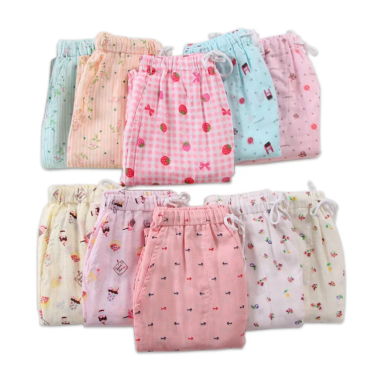 Summer 100% cotton home pants women sleep bottoms lovely pajama pants women pijama trousers