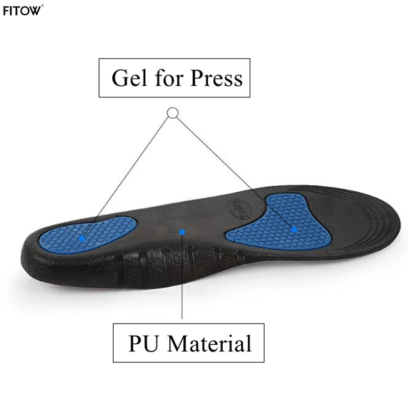 Newest Unisex PU Insole with Gel Shock Absorbant Size 36-45 Insoles Women and Men Cushion Comfort Pads with Cuttable Size