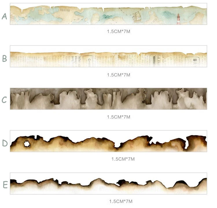 1,5 см X 7 м винтажная сжигающая бумажная лента DIY Украшение скрапбукинг планировщик маскирующая лента клейкая лента наклейка канцелярские принадлежности
