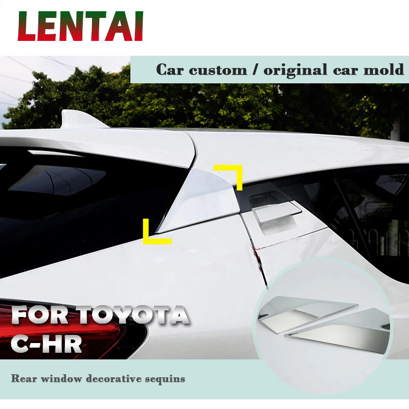 LENTAI Auto Car Rear Tail Window Sequins Trim Side Spoiler Cover Stickers Styling For Toyota CHR C-HR 2018 2017 2016 Accessories |