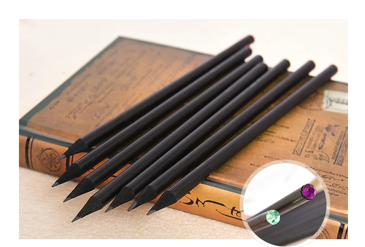 5 шт./лот, высококачественные Кристальные красивые карандаши для эскизов, рисования, черный цвет, стандартный карандаш, HB, блестящий карандаш для офиса, подарок