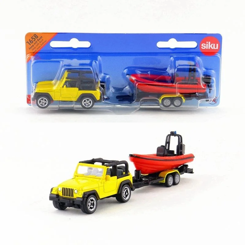 

1pc 16.5cm siku wrangler jeep yacht trailer vehicle model pocket car boy children toy