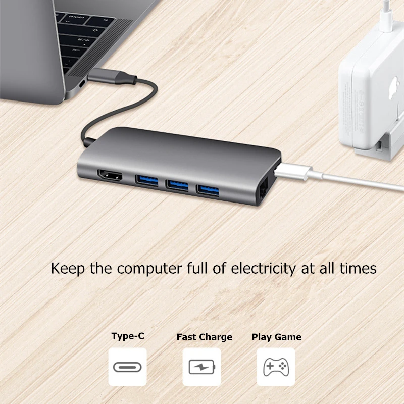 Устройство для чтения карт памяти Trumsoon Type C к Gigabit RJ45 Lan HDMI 4K USB 3 0 SD TF адаптер MacBook