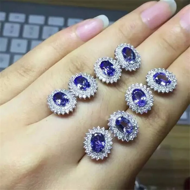 KJJEAXCMY fine jewelry 925 Чистое Серебро инкрустированные натуральным камнем серьги из танзанита ювелирные изделия драгоценность. JKH