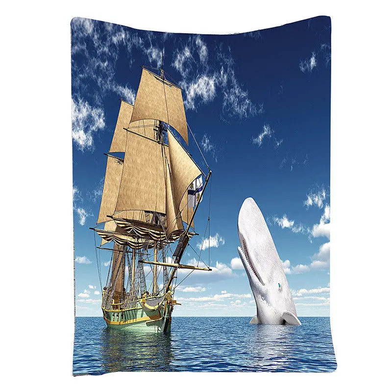 Funny Tapestry Whale Decor Ocean Lover Pirate Flag Sailorboat Ornament