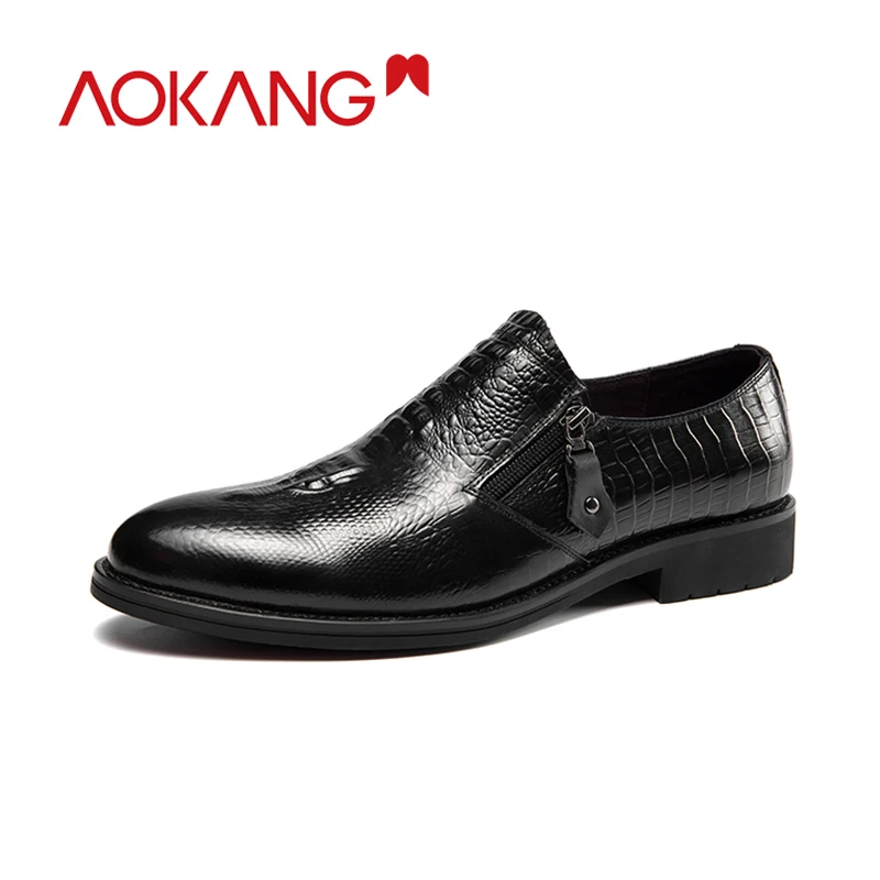 

Aokang 2019 Men Dress Shoes Genuine Leather Men Formal Shoes High Quality Derby Shoes Men Slip On Comfortable Brand Luxury Shoes