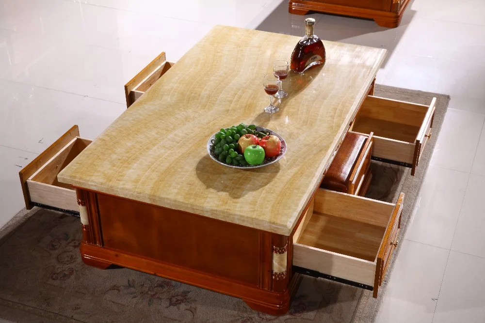 العتيقة خشبية غرفة المعيشة مجموعة طاولة القهوة + نهاية الجدول + حامل تلفاز + طاولة وحدة التحكم صنع في الصين الأثاث