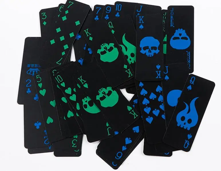 Playing Cards Plastic Playing Cards Black Luminous Fluorescent Poker Cards Skull Playing Card Glow In The Dark Bar Party KTV Night Luminous Special Poker GYH