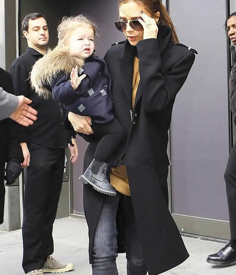 

New Victoria Beckham Winter Black Wool Coat Fashion Warm Long Sleeve Coat