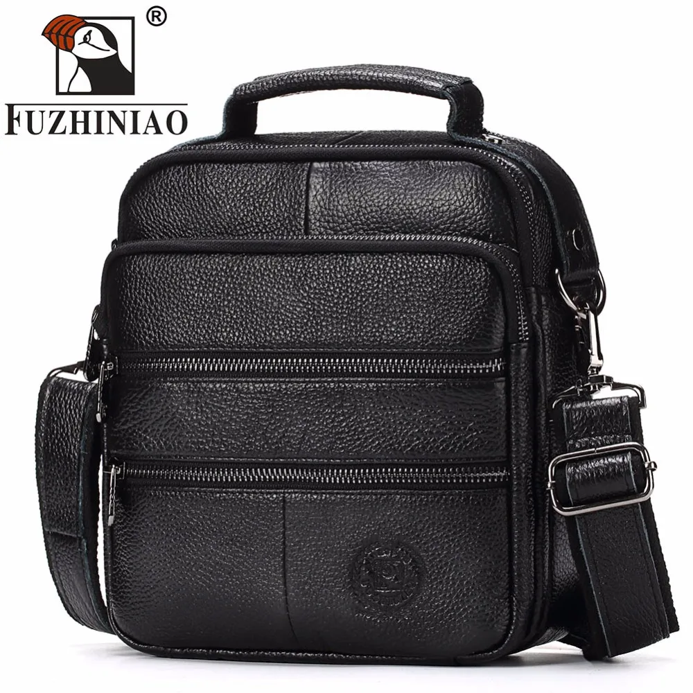 FUZHINIAO Fashion Men's Messenger Bags Genuine Leather Shoulder Bag Top Quality Men Business Crossbody Bag Travel Handbag