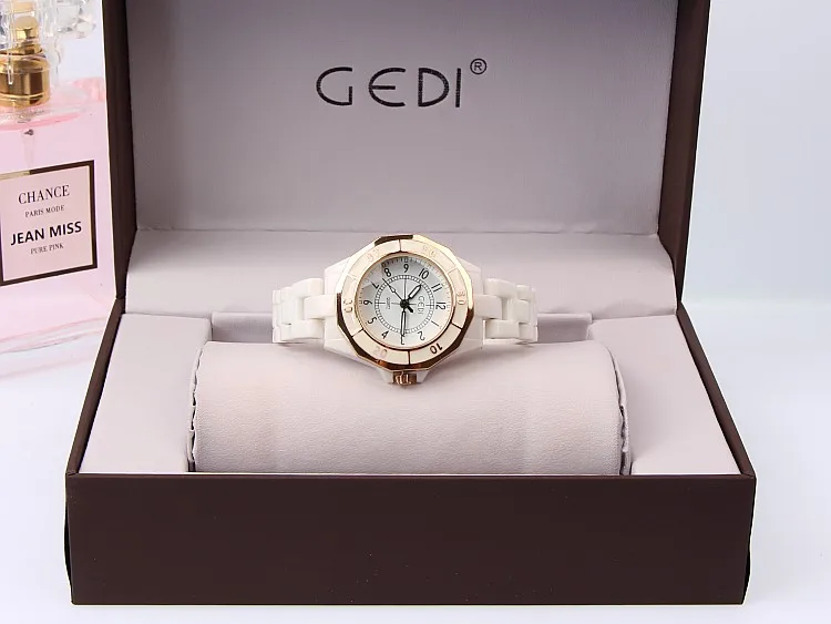 GEDI модные женские часы из белой керамики Топ люксовый бренд женские кварцевые часы 3 штуки часы-браслет Relogio Feminino Hodinky