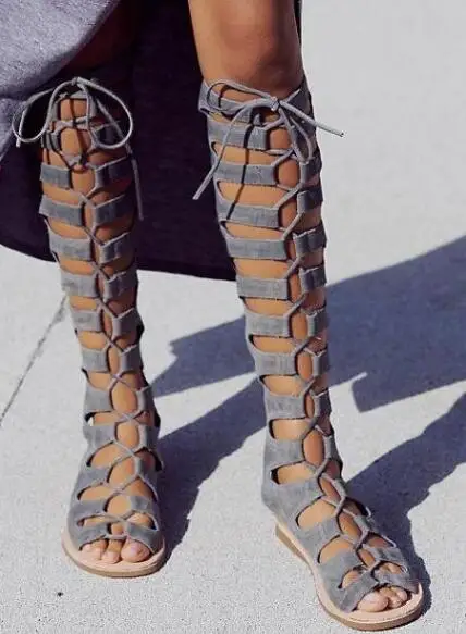 Encaje Volver Gladiador Dedo Picture Del As Gamuza Señoras Atractivas Gris Mujeres Up Pie Mujer Abierto Moda Picture as Zipper Las Botas Verano Rodilla xwq7Z4StYY