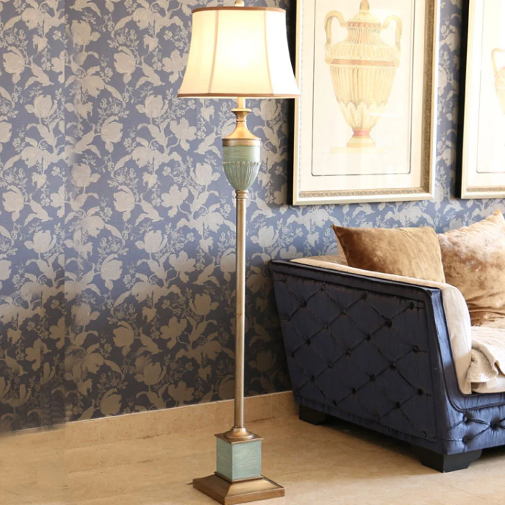 Nordic Retro Style Luxury Resin Floor Lamp Antique LED Living Room Bedroom Study Energy Saving Lighting