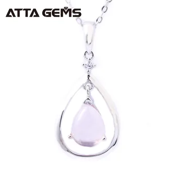 

Natural Rose Quarts Sterling Silver Pendants for Women Fine Jewelry 1.8 Carats Natural Pink Crystal S925 Pendant Romantic Style