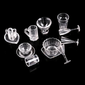 

13pcs/lot plate cup dish bowl tableware set Dollhouse Miniature Toy Doll Food Kitchen living room Accessories