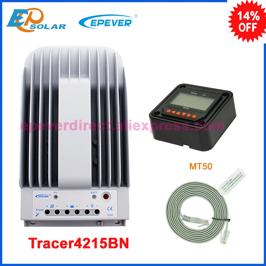 MPPT EPSolar 40A 40amp Tracer4215BN с черным MT50 дистанционного метр солнечной Портативный Контроллер 12 В 24 В авто работа