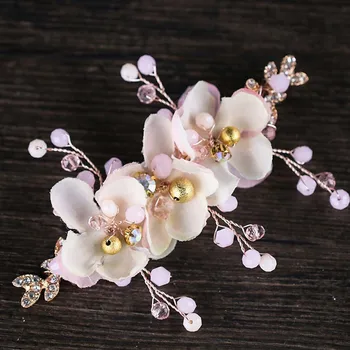 

Hot Sale Ladies Hair Jewelry Romantic Pink Flower Headband Bride Tiaras Wedding Hairpins Jewelry Accessories Fashion Jewelry L