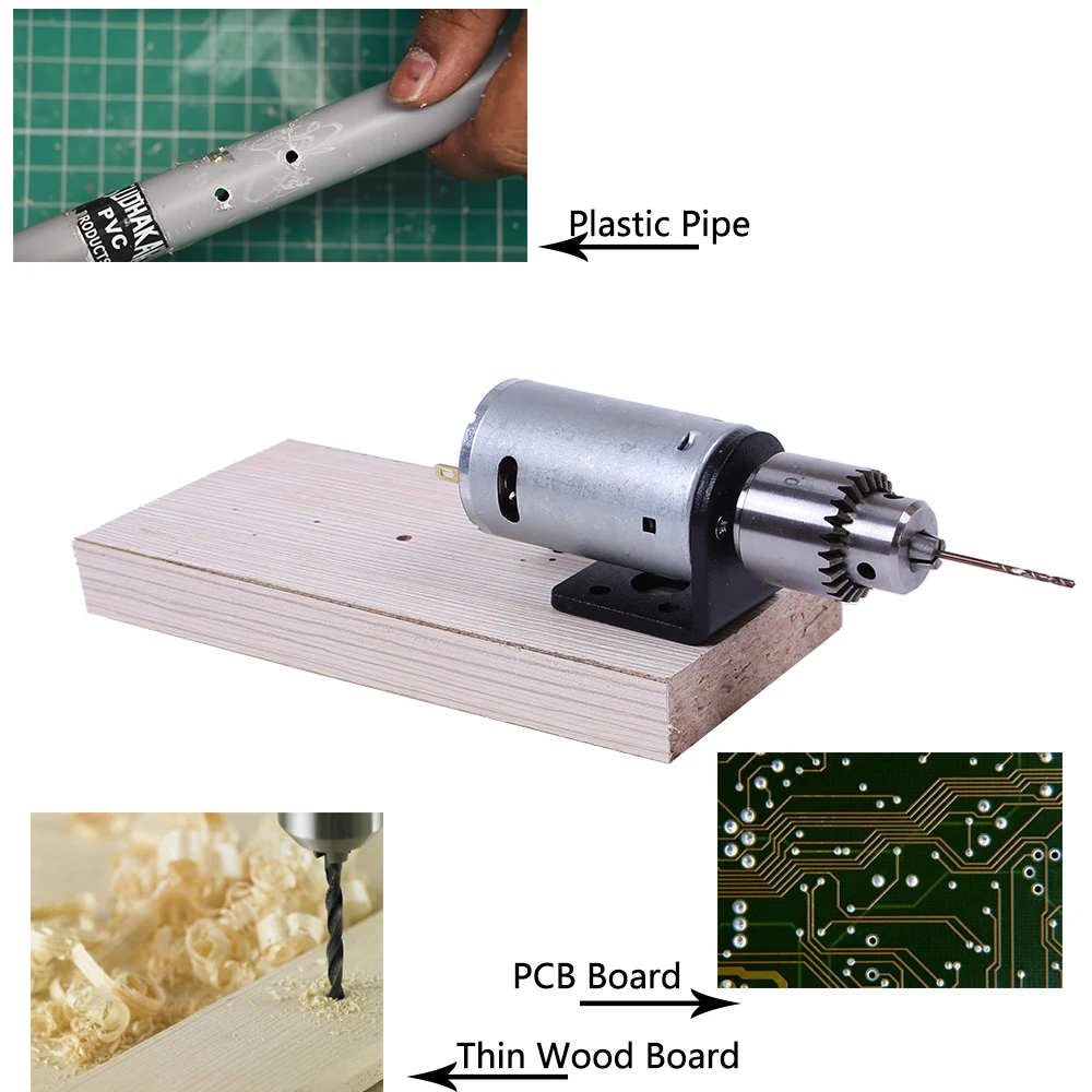 AUTOTOOLHOME Мини DC 12 В Электродвигатель для дерева PCB ручная дрель пресс сверление 0,5-3 мм твист бит и JTO патроны кронштейн Стенд