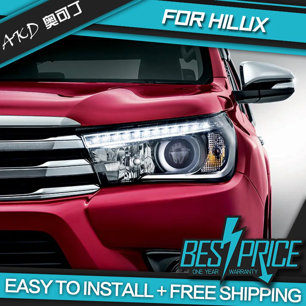 Автомобиль Стайлинг для Hilux Revo фары светодиодный светодиодные дневные ходовые огни на передних фарах динамический сигнал Hella 5 Биксеноновая объектив проектора Hid D2H