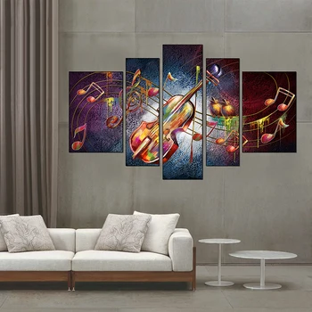 

5 Pieces Poster Wall Art Canvas Painting Nordic Wall Pictures for Living Room Decoration Picture No Frame Art Print "Violin"