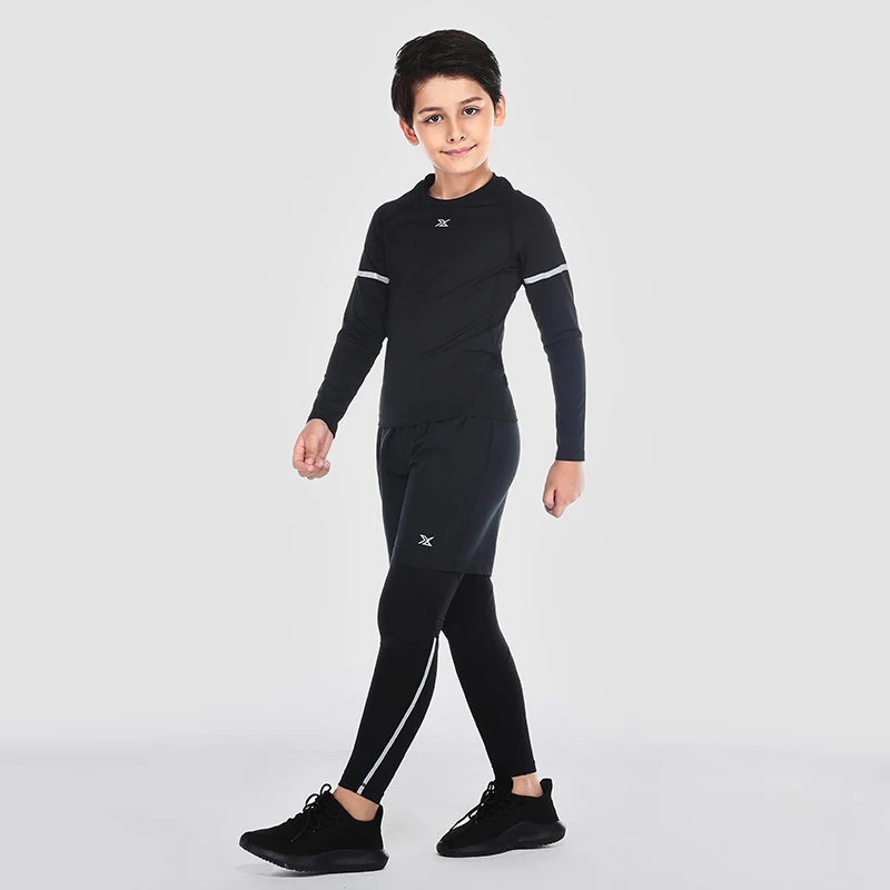 Детская спортивная одежда для мальчиков; комплект из 3 предметов; эластичная быстросохнущая Спортивная одежда для баскетбола и футбола; тренировочная одежда с длинными рукавами - Цвет: TC3246