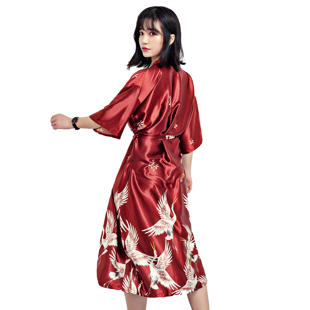 Rayon Female Kimono Bathrobe Nightgown Sexy Bride Dressing Gown ...