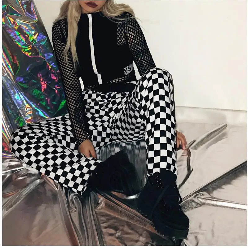 Kopen 2018 Plaid Broek Womens Hoge Taille Geruite Straight Losse Zweet Broek Dames Pantalon Femme Koord Koreaanse