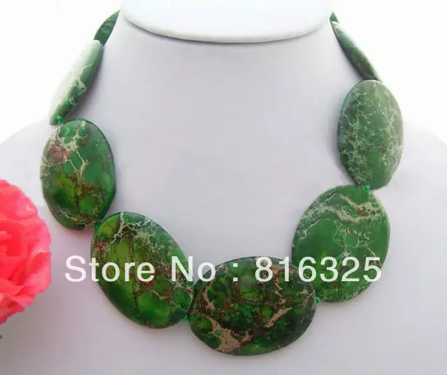 

Fast SHIPPING>>Stunning ! 36MMx45MM Green Imperial Jasper Necklace (A0326)