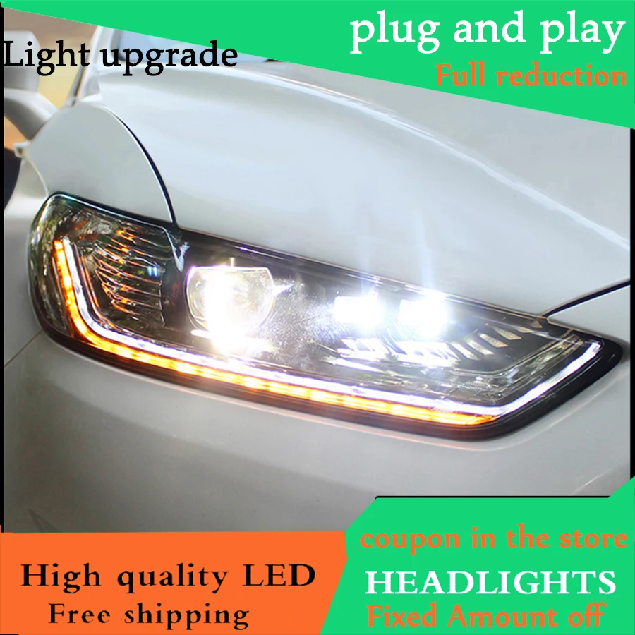 

Car styling Head Lamp Case For Ford Mondeo For Fusion 2013 2014 2015 Headlights LED Headlight DRL Double Beam Lens Bi-Xenon HID