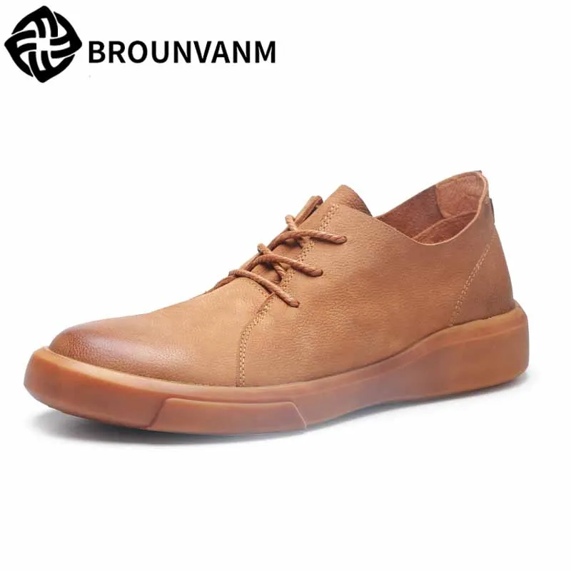 

Men's casual Genuine leather shoes retro British all-match cowhide breathable sneaker fashion boots men casual shoes Leisure