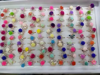 

New Fresh Rhinestone flower Ring mix designs 100pcs/box
