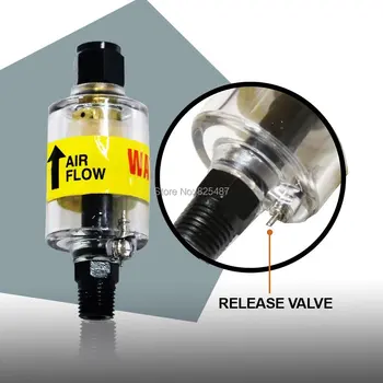 

2 PCS LEMATEC Inline Oil Water Separator Air Filter Trap with Drain Valve To Air Tools Spray Gun Pneumatic Accessory